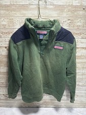 Vineyard Vines Sweatshirt Large 16-18 Green 1/4 Zip Preppy Pullover Golf Logo