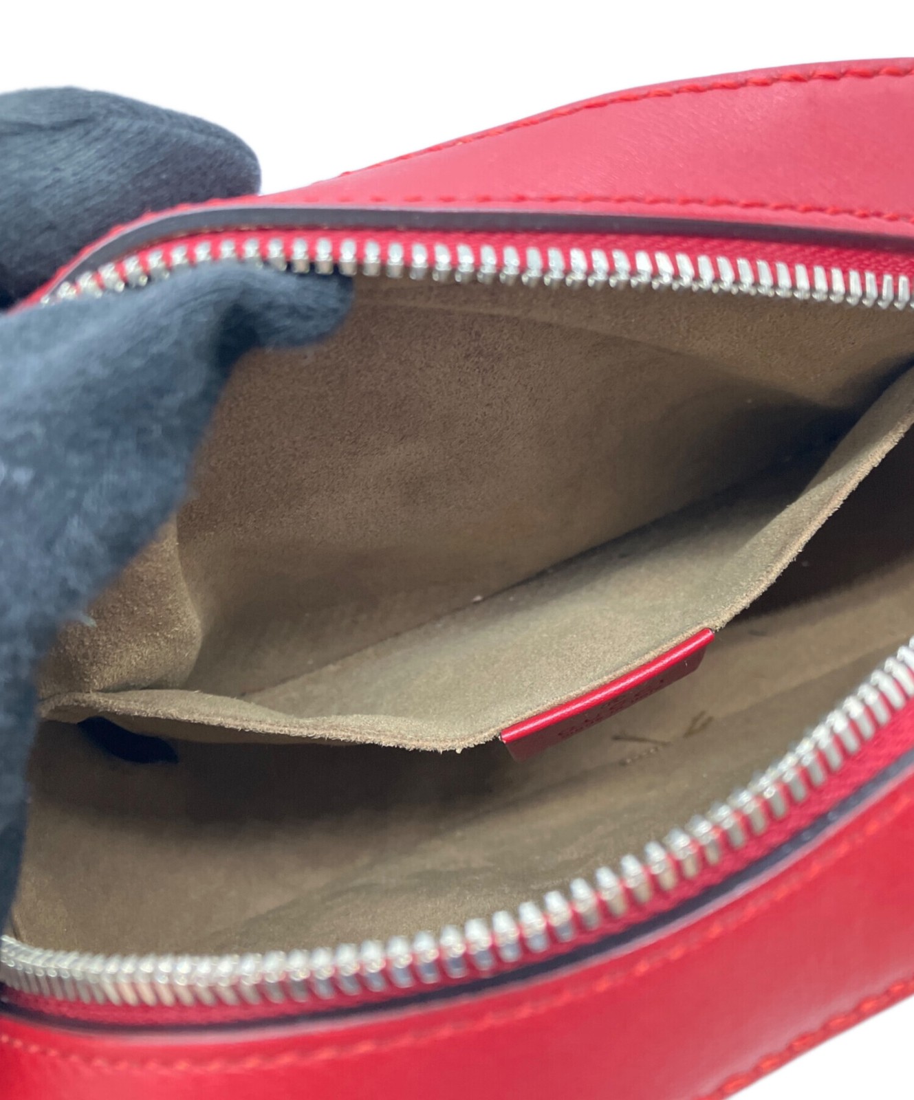 GUCCI Chain Shoulder Bag Red Beige Leather Italy Model 409535 SN2597 thumbnail 10