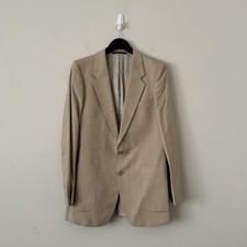 Vintage Yves Saint Laurent Beige Wool Twill 2-Button Single Breasted Blazer