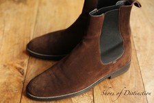 Gucci stivali chelsea in pelle scamosciata marrone scarpe uomo UK 6,5 US 7,5 EU 40,5