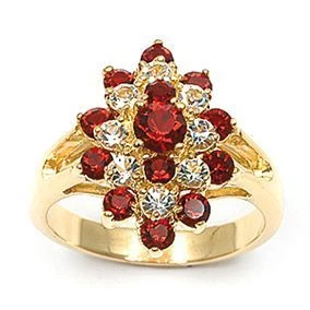Dolly-Bijoux Bague T52 à 64 Marquise Rubis Diamant Cz Plaqué or 18K MadeInFrance