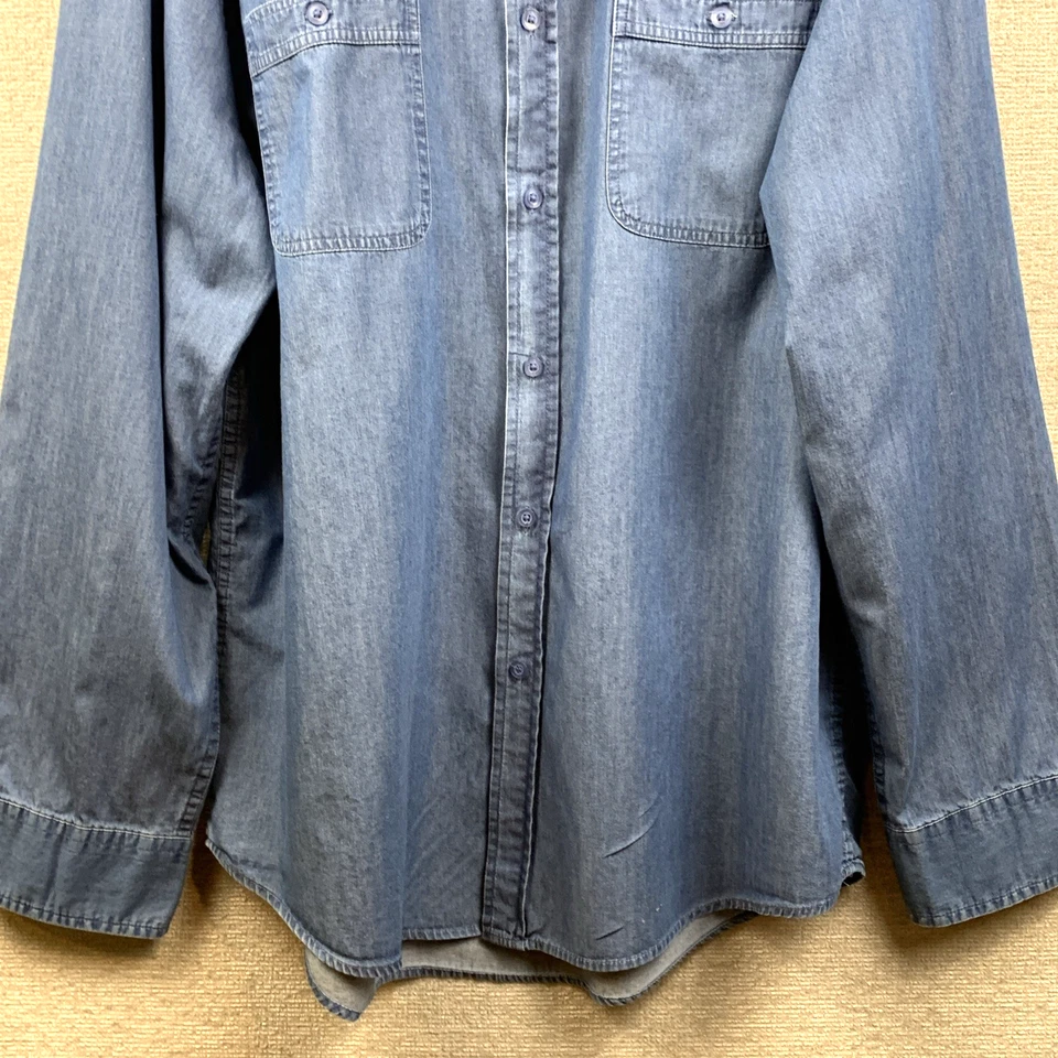 Camisa con botones JAGUAR para hombre talla XL azul cambray LS oficina informal fecha noche Foto 3 de 4