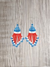 USA Flag Seed bead earrings, American, Independence day, Multi Colors, hand-made