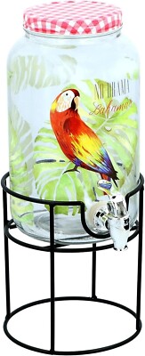 3 Liter Glas Getränkespender mit Zapfhahn & Ständer Getränk Cocktail Saft Wasser