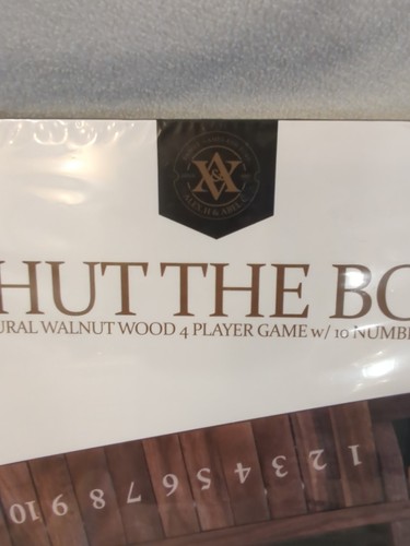 SHUT THE BOX Natural Walnut Wood 4 Player Game W/10 Number Tiles - Picture 2 of 7