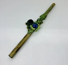 Rare 1970s Pottery Iguana Lizard Wooden Smoking Pipe Pebble Brazil Handmade 11