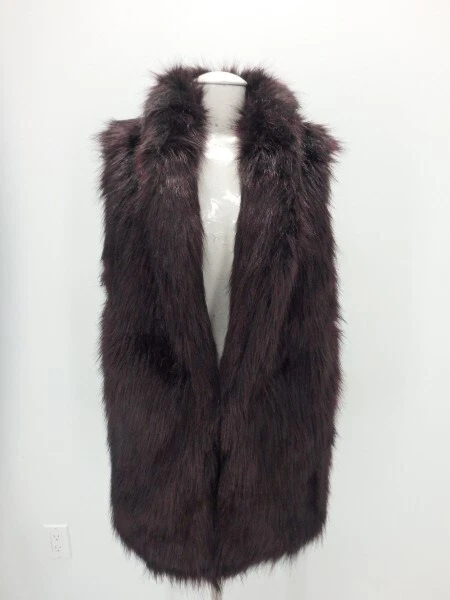 Burgundy faux fur gilet shop