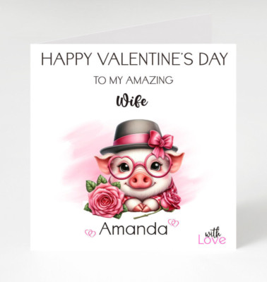 Happy Valentine's Card, Pig Valentine's Day card, I love you card