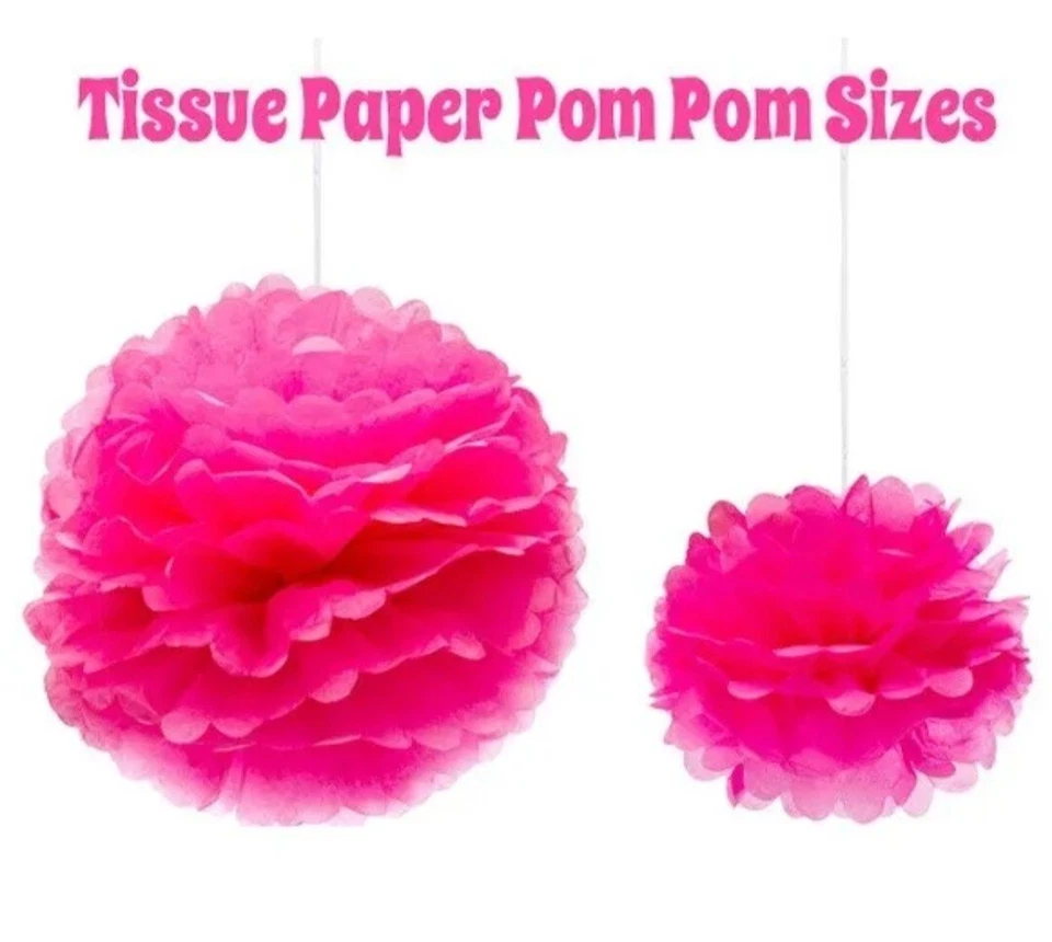 9PCs Tissue Paper Pompoms Pom Poms Hanging Garland Birthday Wedding Party - Image 3 of 4