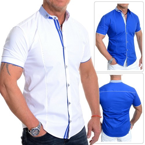 royal blue and white button down shirt mens