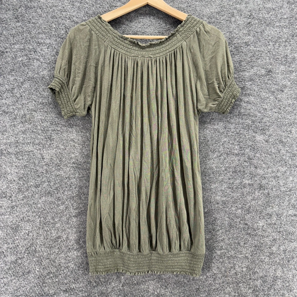 American Rag Cie Blouse Women S Small Gray Floral Embroidered V-Neck Tasseled - Image 2 of 4