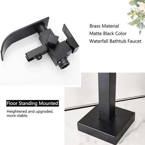 Freestanding Bathtub Faucet Tub Filler Floor Mount Bathroom Faucet Matte Black - Picture 10 of 12