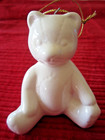 Vintage Lucie Sable 3" WHITE TEDDY BEAR porcelin Christmas Ornament Figurine — photo 1