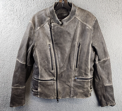 Michael Kors Washed Leather Racer Jacket Men's M Black Full Michael Kors Washed Leather Racer Jacket Men's M Black Full
