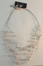 NWT Multi Strand 18.5" Floating Multi 7 Strand Necklace With Earrings