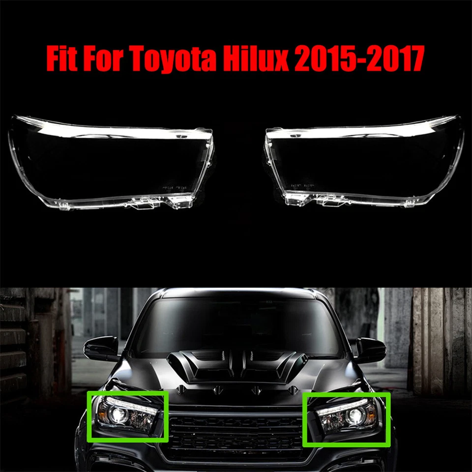 Par de cubiertas de lentes transparentes para faros aptas para Toyota Hilux 2015-2017 Foto 2 de 4