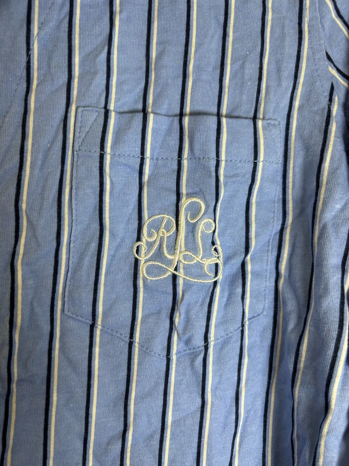 NWT Lauren Ralph Lauren S Blue White Stripe Cotton Pullover Night Gown Sleep Shi - Image 4 of 4