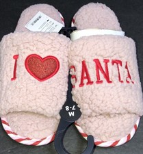 Adult Christmas slippers - I    santa Plush Mem Foam M 7/8 Free Ship