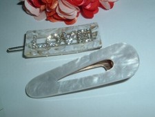 PAIR MOP AND RHINESTONE LOVE HAIR CLIP AND BARRETTE NWT