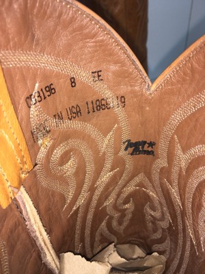 Tony Lama Wingtip Ostrich Cowboy Boots 8 EE Butterscotch Exotic 