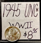 1945 P Mercury Silver Dime (UNC) Uncirculated Condition. WWII Era. ENN Coins
