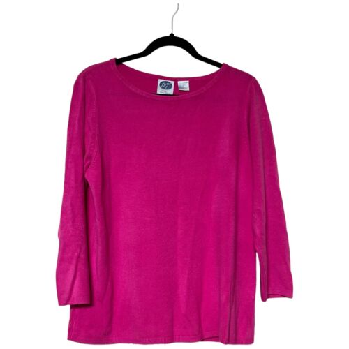 DG2 Diane Gilman Tunic Sweater Size Fuchsia Hot Pink 3/4 Sleeve Pullover Womens - Picture 1 of 7