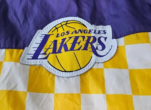 Los Angeles Lakers Women's Vintage Checkered Windbreaker Jacket Size Large - Picture 5 of 7