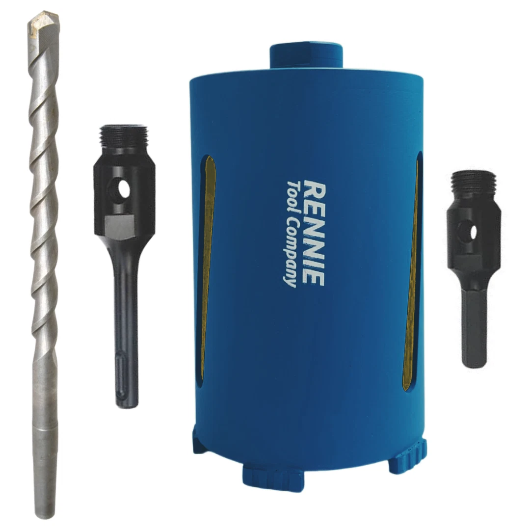 91mm x 150mm Diamond Core Drill Bit Set With SDS Hex Adapter Centre Drill