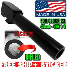 US MADE Black Nitride Barrel for GL0CK 23 GEN 1-4 .40 S&W - USA - RIFLED USA