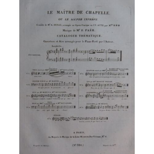 Eia Ferdinand Master Di Cappella No 3 Canto Piano O Arpa 1821 - Bild 1 von 4