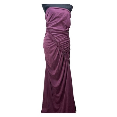 Anthropologie XL Strapless Ruched Maxi Dress Plum Purple Column Gown formal