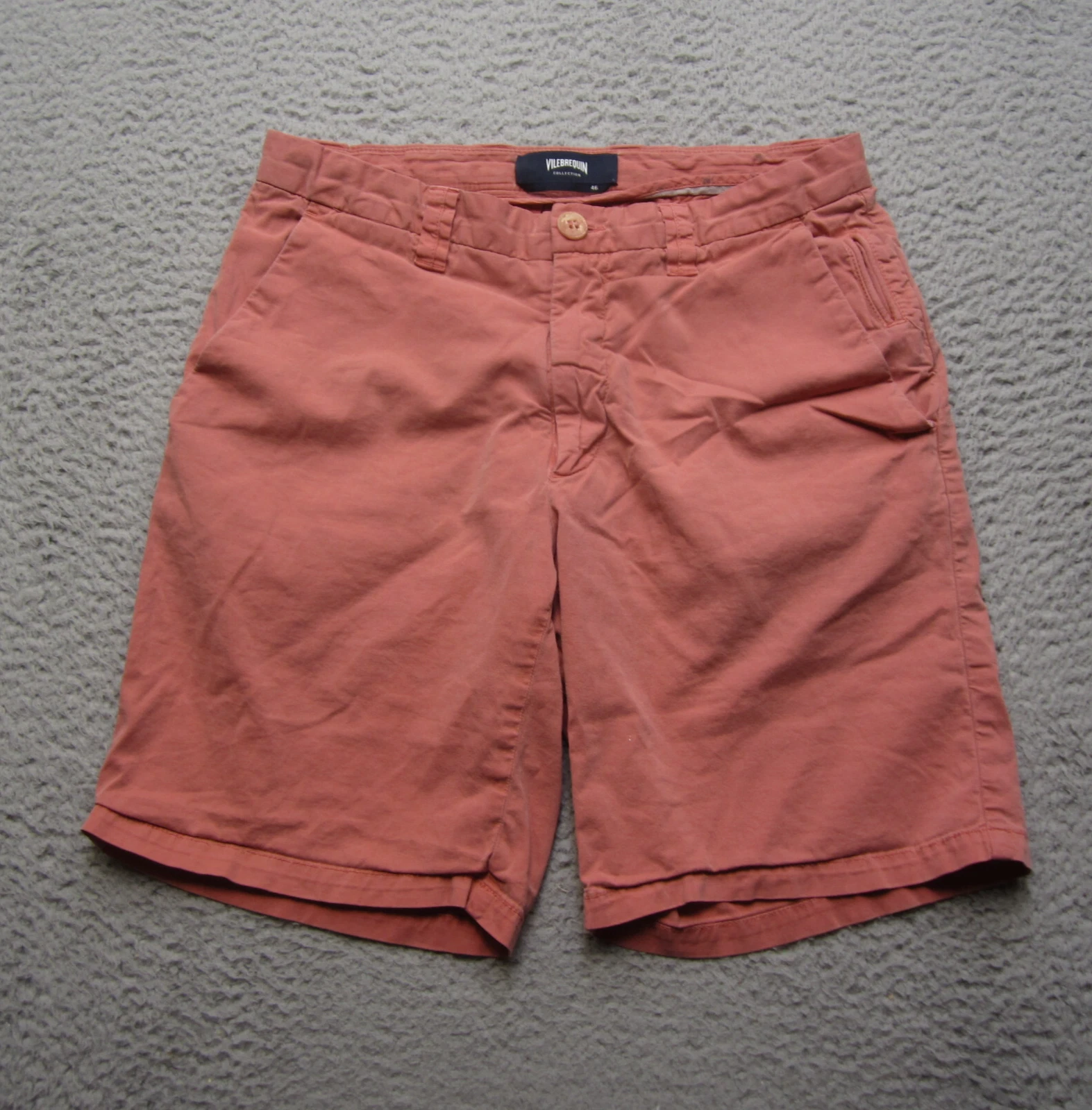 Vilebrequin Shorts Mens 46 Salmon Stretch Cotton Casual Flat Front Italy