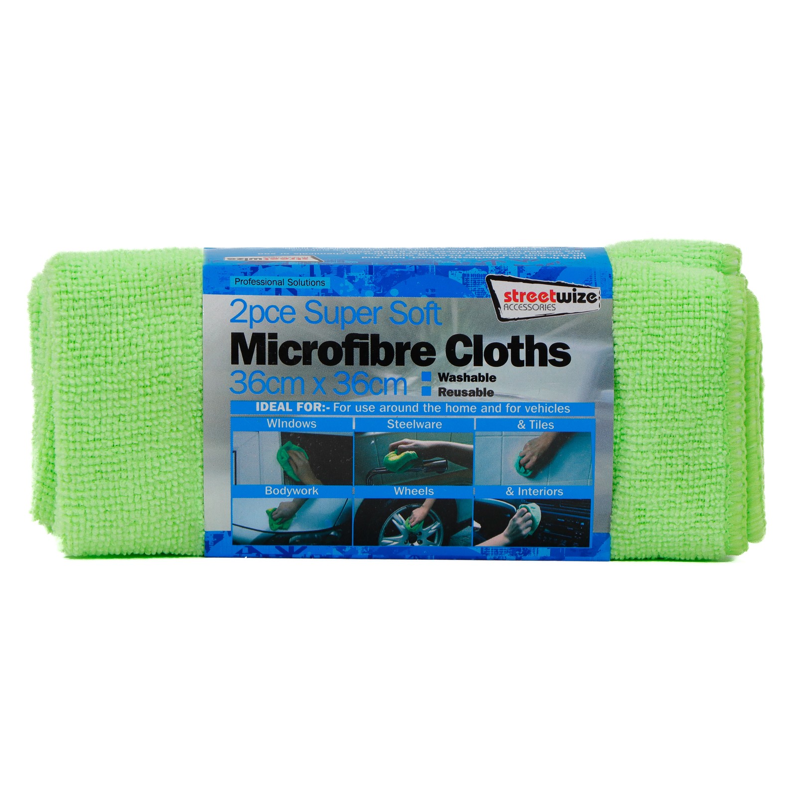 Streetwize Super Soft Microfibre Glass Cleaning Cloths - 2 Pack