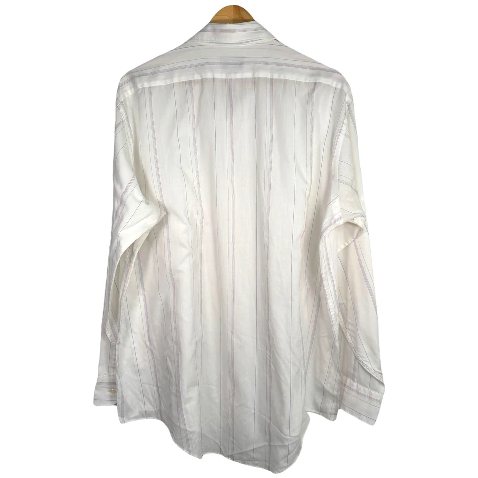 Arrow Kent 17.5 white striped button up shirt vintage Taiwan 80s - Image 2 of 4