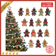 16 Pcs Gingerbread Man Ornaments for Christmas Tree, Soft Silicone Christmas Dec