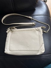 Next Cream & Gold Crossbody Bag Snake Print Faux Leather Detachable Strap
