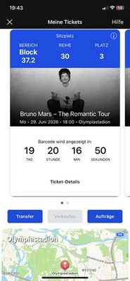 Bruno Mars Tickets Konzertkarte Berlin 29.06