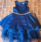 Rare Editions Girls Size 4T Navy Blue Dress Rhinestone Holiday Christmas Wedding — photo 1