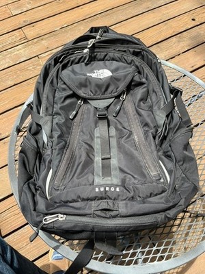 The North Face Surge Commuter Laptop Backpack Hiking Work Black Multi-Pocket