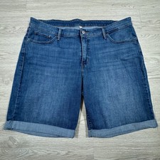 Levi's Women's Denim Shorts Medium Wash Blue 22W Cuffed Stretch Jean Shorts