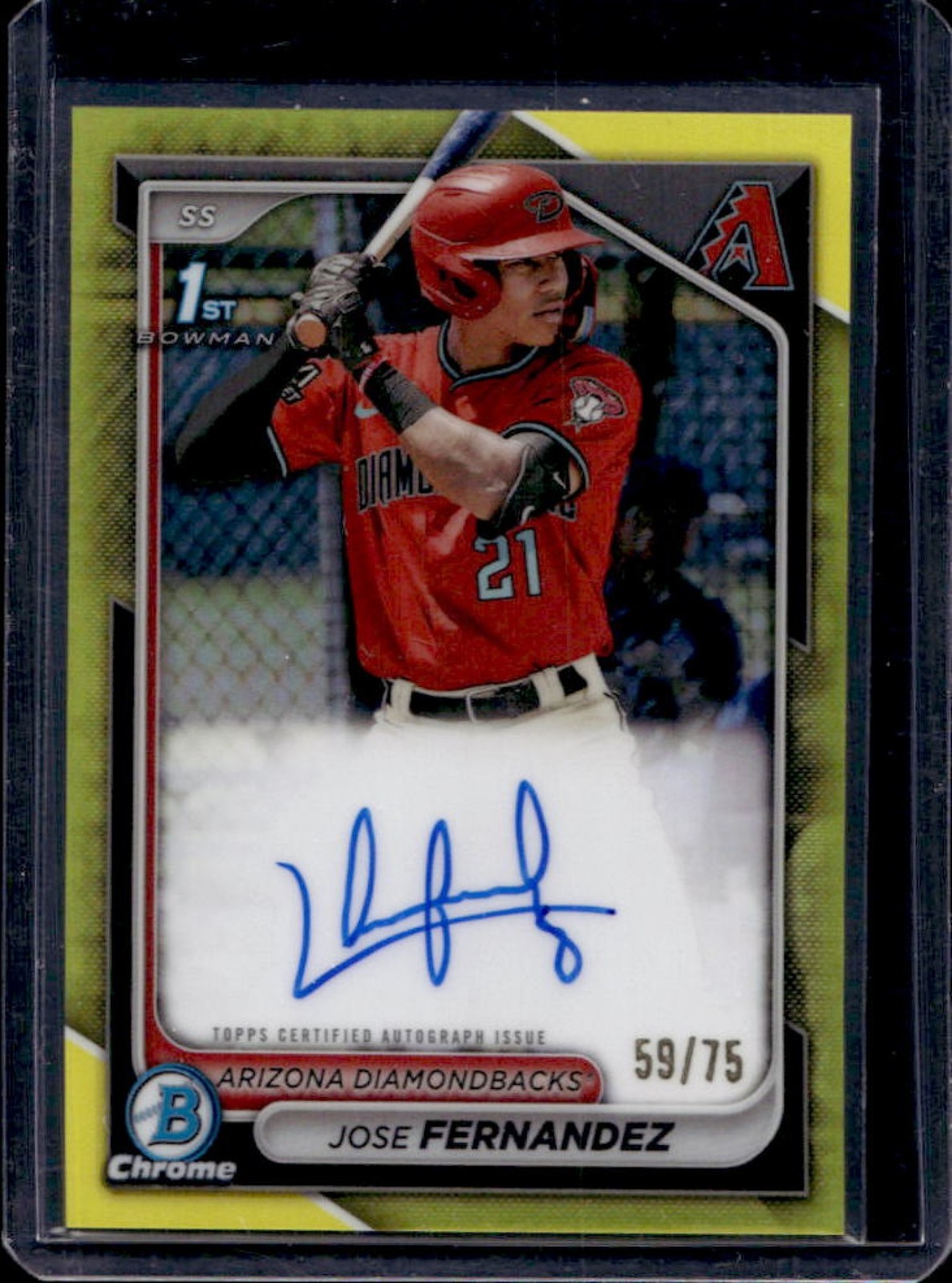 2024 Bowman Chrome Jose Fernandez Auto Yellow Refractor 1st #/75 Diamondbacks