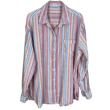 Gap Linen Rayon Boyfriend Shirt Button Front Long Sleeves Pastel Oversized Large