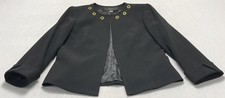 Tahari Arthur S Levine Black With Gold Detail Lined Open Front Blazer Women s 4