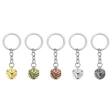 5pcs Retro Lucky Dice Keychain Charm Keyrings with Pendants, 5 Colors