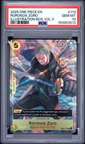 Roronoa Zoro Illustration Box Vol. 3 OP07-113 One Piece Promo PSA 10