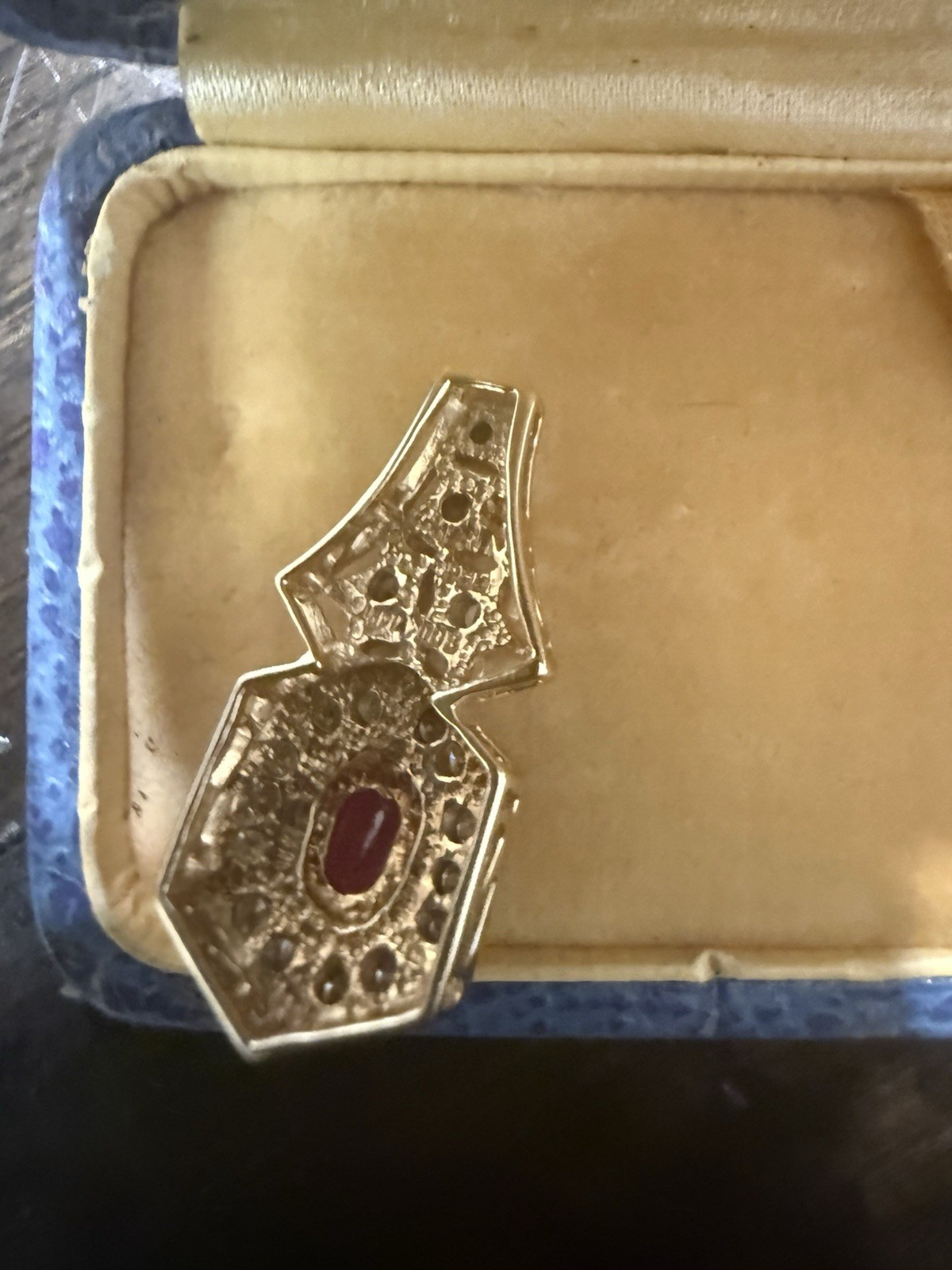 10k Solid Yellow Gold Diamonds And  Ruby Pendant … - image 6