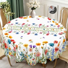 1 Bright and Vivid Flower-Themed Tablecloth, Colorful Flower Pattern Design, Cou