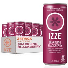 IZZE Sparkling Water Juice Blackberry, No Sugar Added, 8.4 fl oz, 24 Cans