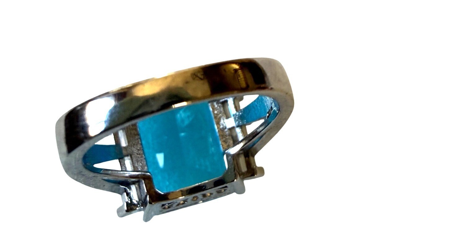 Stunning Blue Topaz Statement Ring Emerald Cut Ge… - image 2