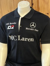 AMG Mercedes Mclaren F1 Retro Black D2 Logo Polo Shirt Black - Size Large